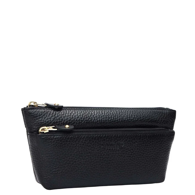 دا ميلانو Wax Leather Multi Pouch - Black